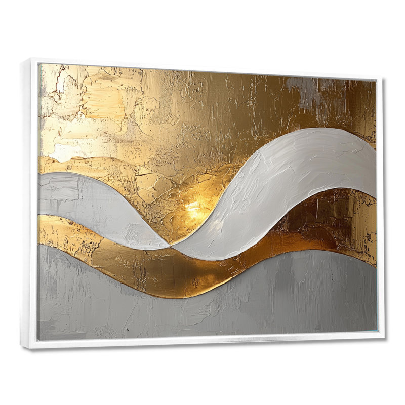 Amaro I - Abstract Large Wall Art, Cadre flottant, H 16 po x l 32 po, Blanc