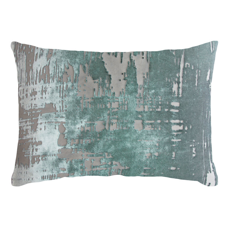 Brush Stroke Lumbar Pillow Cover & Insert, Jade, 14" H x 20" W