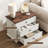 Farmhouse Nightstand Set Of 2, Large Wood Bedside Tables Dresser With 3 Drawers & 4 Solid Wood Legs, White + Brown-749345999-749345996