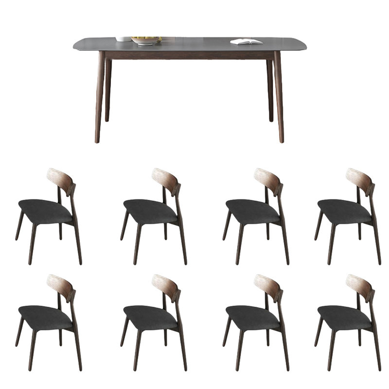 Contemporary Oak Dining Set with Stone