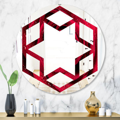 Miroir de pluie avec cadre traditionnel avec des pétales de rose étoile hexagonale