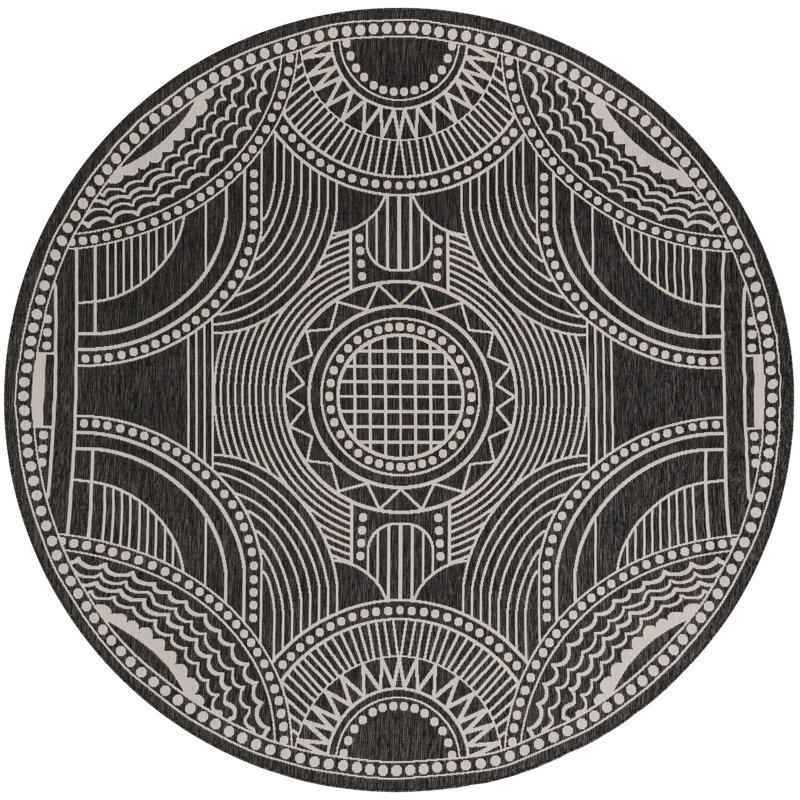 Tapis noir et blanc Aucun, Rond 10pi