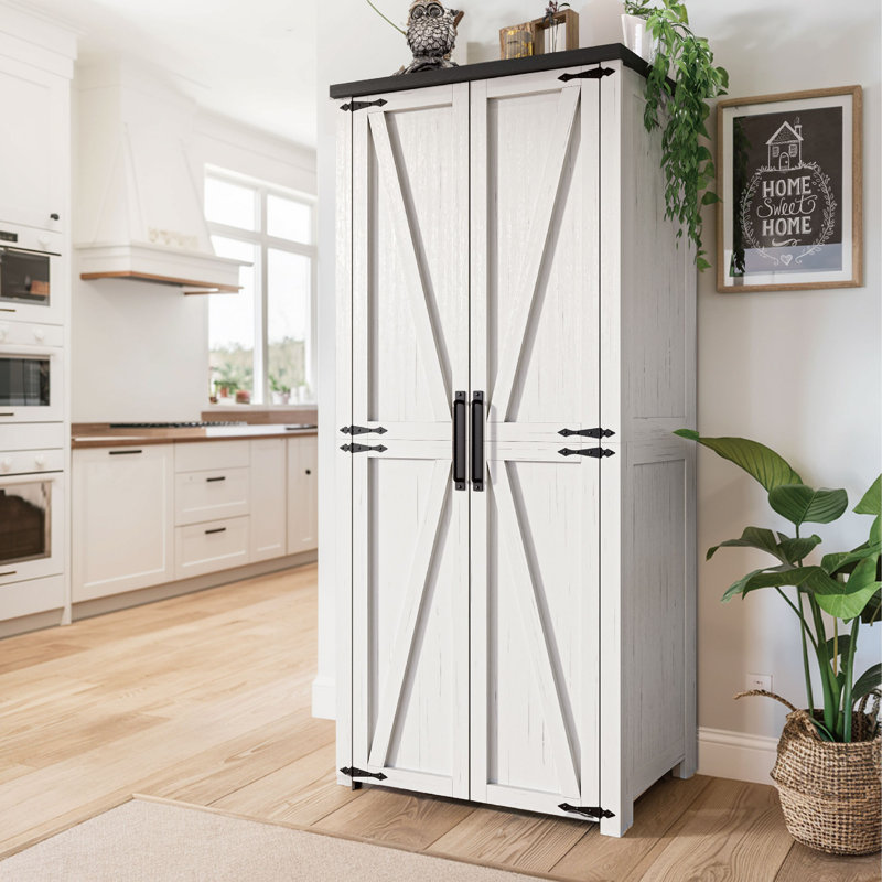 72" Kitchen Pantry Storage Cabinet, White
