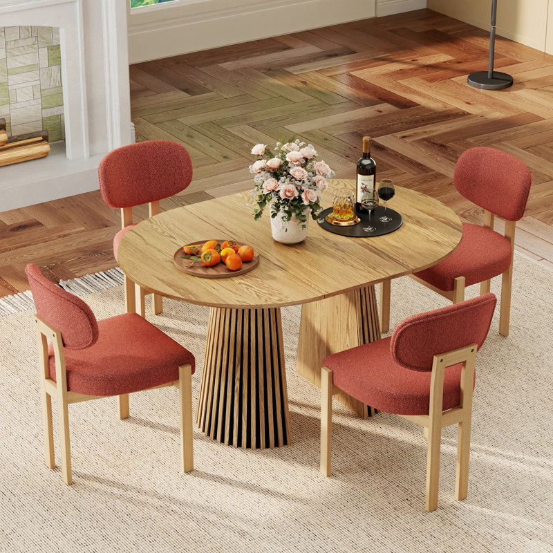 Ensemble de table de salle à manger ovale extensible, table de salle à manger en panneau de fibres à densité moyenne ronde à ovale de 39,37 po à 70,87 po, mobilier de salle à manger de luxe moderne et peu encombrant