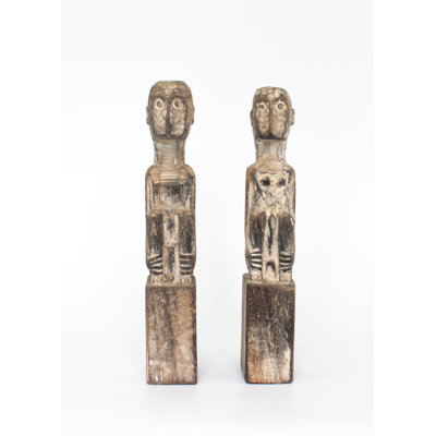 Handmade Wooden Primitive Papua New Guinea Couple Statue Sculpture Handcrafted Unique Gift Decor Accent Figurine Hand Carved