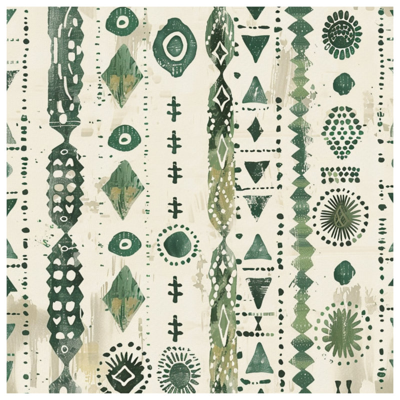 Tapis de bain vert à motif tribal, L 34 po x L 21 po