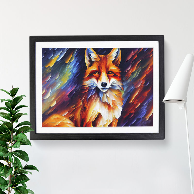 Fox Vol.2 - Single Picture Frame Painting, Black, 46cm H x 64cm W x 2cm D