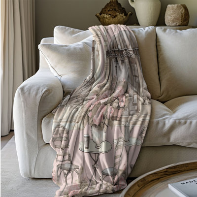 Délices parisiens roses - couverture en sherpa de qualité supérieure - reproduction d'art luxueuse
