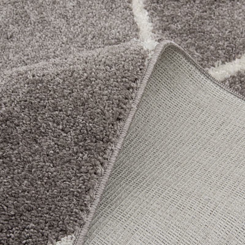 Tapis gris touffeté à motif géométrique Sari, Rectangle 5 pi x 7 pi 3 po
