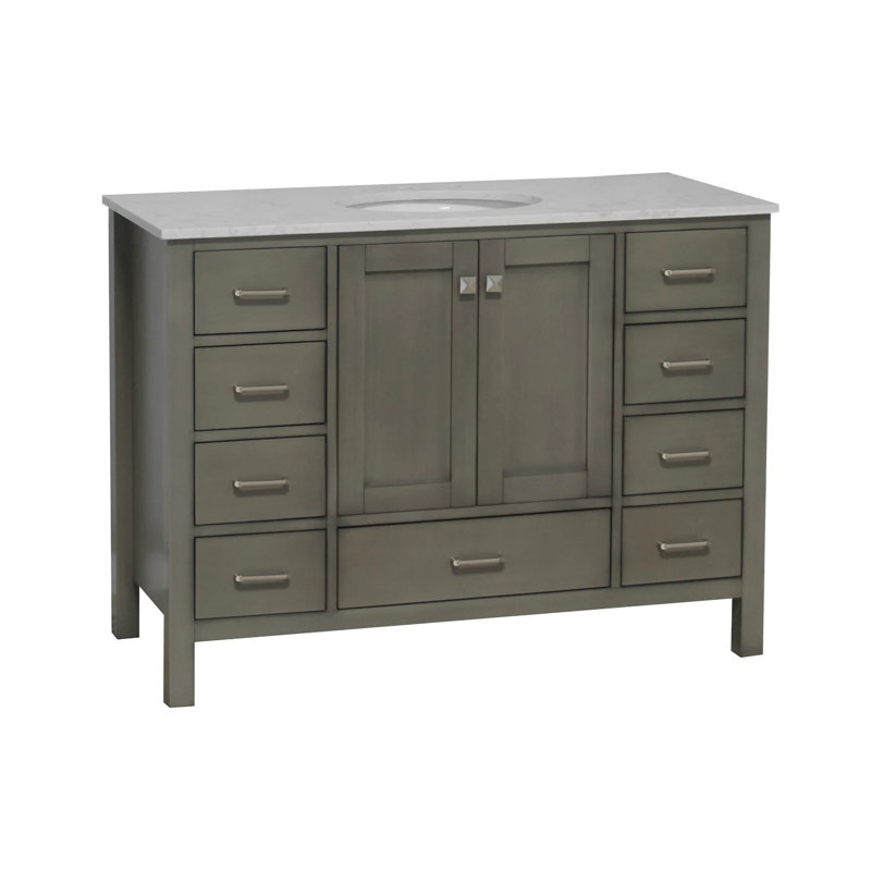 Claudett 48'' Single Bathroom Vanity with Top, Sage Green, Engineered Carrara