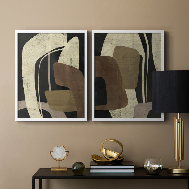 «Retro Form Collage I», reproduction encadrée de qualité supérieure - prête à être accrochée - aucun clou requis, Blanc