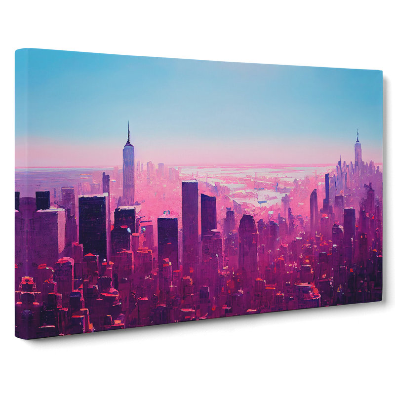 Painted New York Skyline - Wrapped Canvas Print, 40cm H x 60cm W x 3cm D