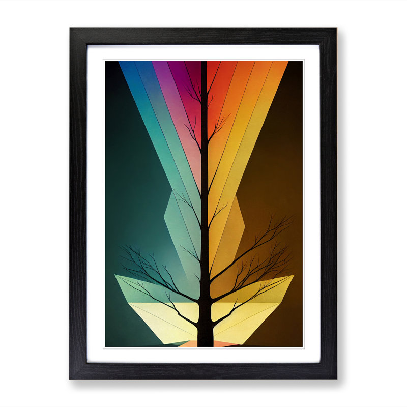 Tree Hypreprism Style - Single Picture Frame Print, 64cm H x 46cm W x 2cm D, Black