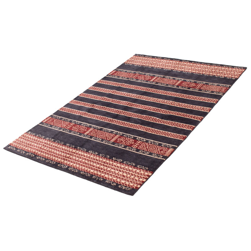Tapis unique en laine bleu marine foncé 5 pi 0 po x 7 pi 10 po Kashkuli Gabbeh