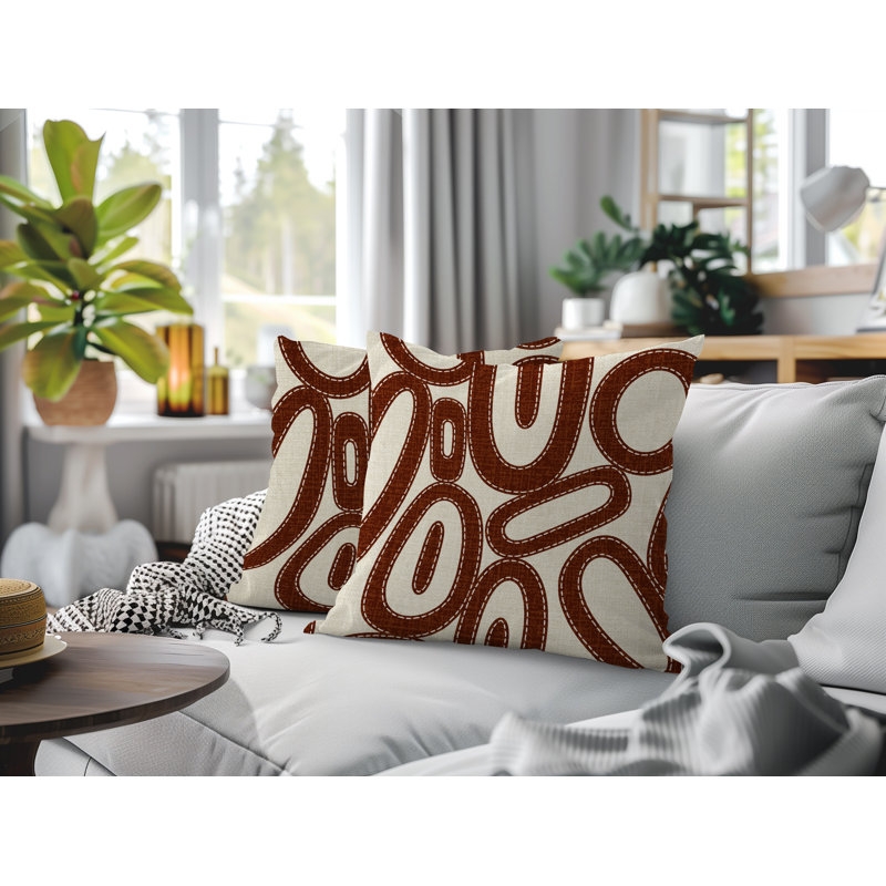 Oreiller réversible intérieur / extérieur Dina Tribal, 18 x 18, Brun
