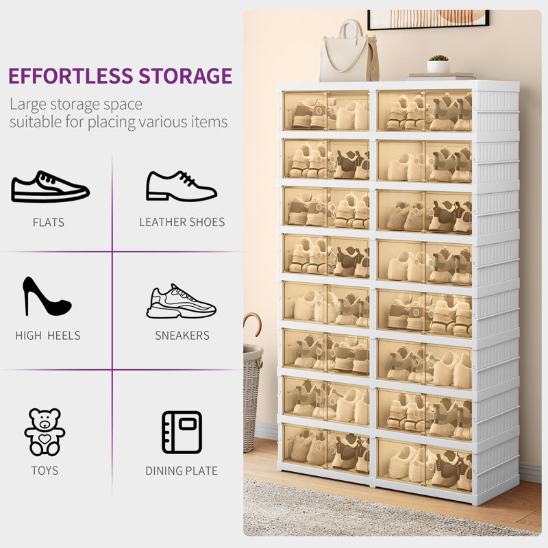 32 Pair Stackable Shoe Storage Cabinet