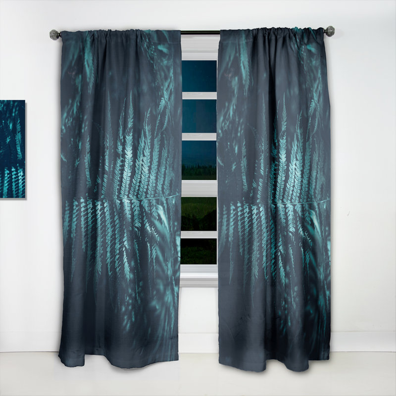 Magnifiques feuilles de fougère vert foncé en forêt - Rideau en velours tropical - obscurcissant - 1 panneau