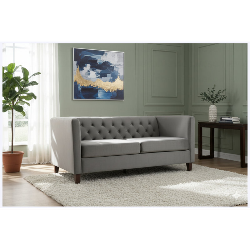 Canapé 2 places Mid-Century, Polyester gris