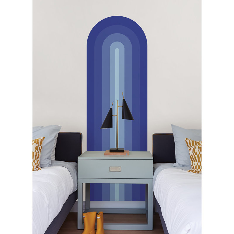 Blue Gradient Geometric Archway Peel and Stick Wall Decal