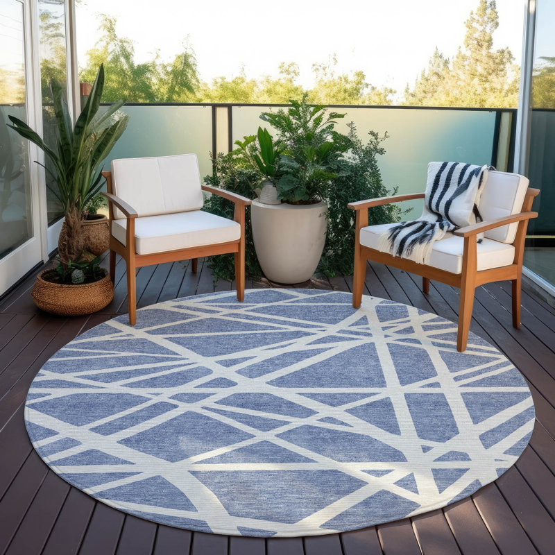 Machine Washable Indoor/Outdoor Chayden ACN1040 Rug, Round 8'