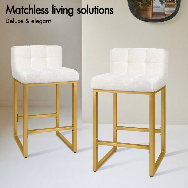 Upholstered Counter Stool with Metal Frame