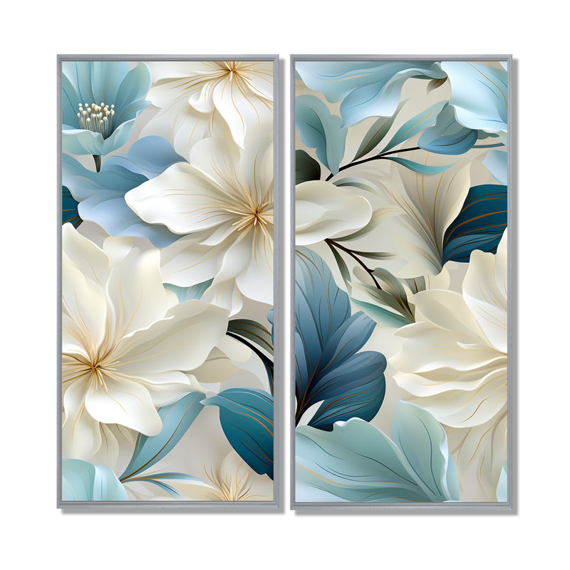 Coastal Symphony Tropical Pattern - Large Boho Mosaic, H 32 po x l 32 po, Argent argent