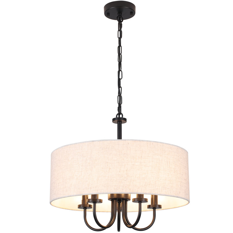 Gula 5 - Light Dimmable Drum Chandelier, Black, Beige