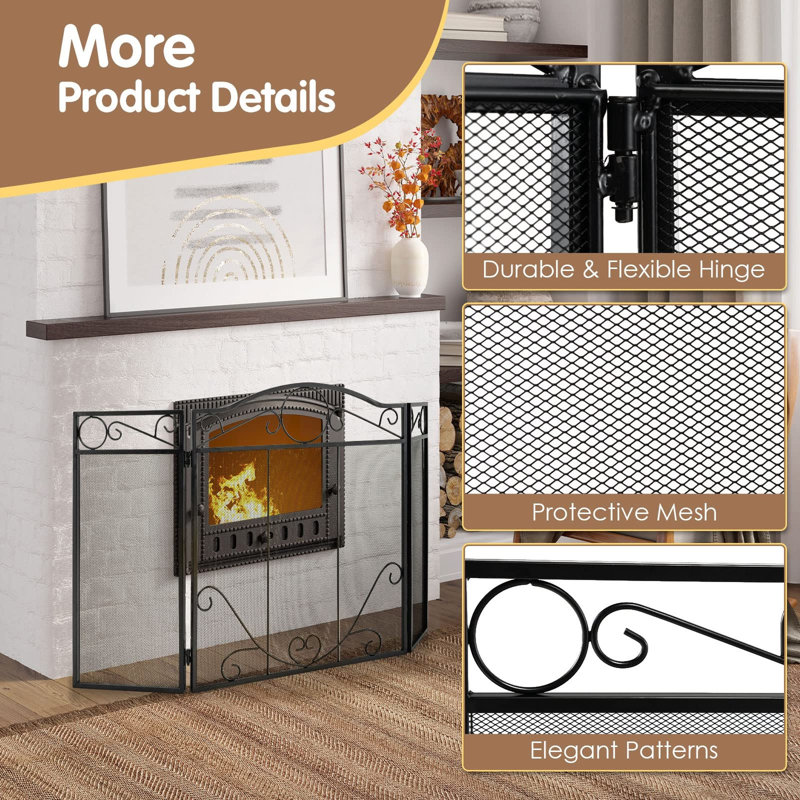 3-Panel Folding Fire Guard