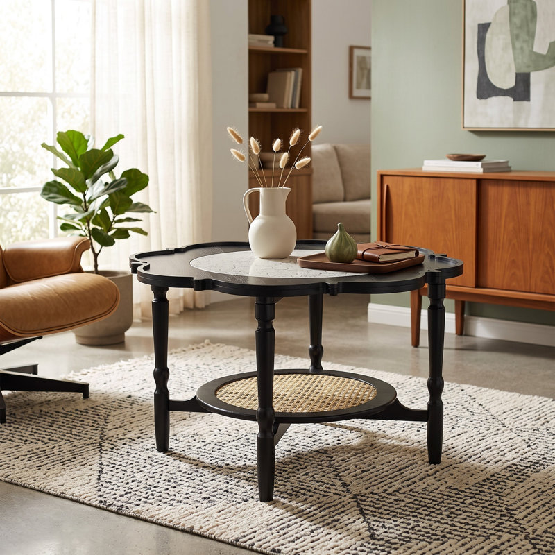 Table basse à plateau avec tablette, Black