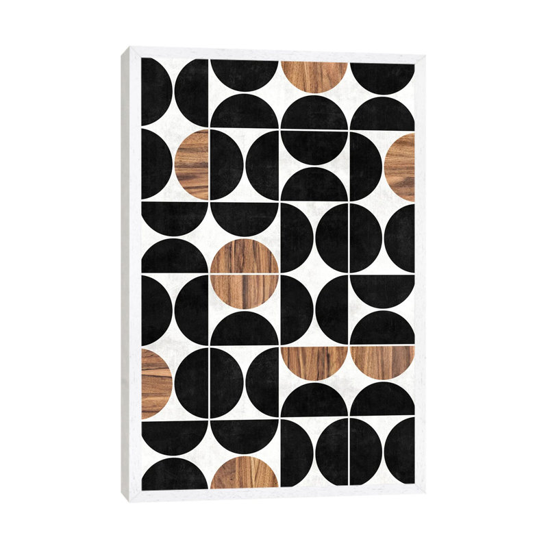 Mid-Century Modern Pattern No.1 by Zoltan Ratko - Print on Canvas, White Framed, 101.6 cm H x 66.04 cm W
