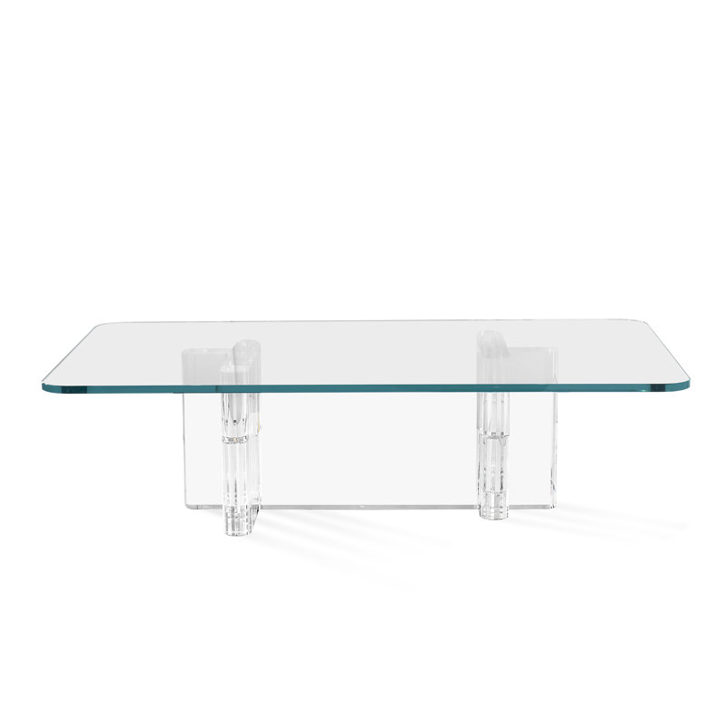 Clear Rectangular Glass and Acrylic Coffee Table