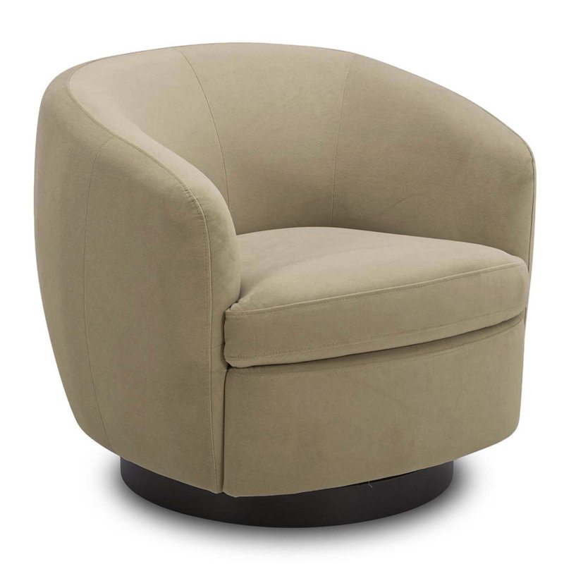 Fauteuil demi-tonneau pivotant rembourré Marcy, Velours performance sable Vesper / noir