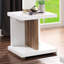Table de bout moderne avec finition bicolore blanche et naturelle, lustrée, tablettes ouvertes, table en bois massif reproduite, conception, 22 x 22 x 24,05 pouces
