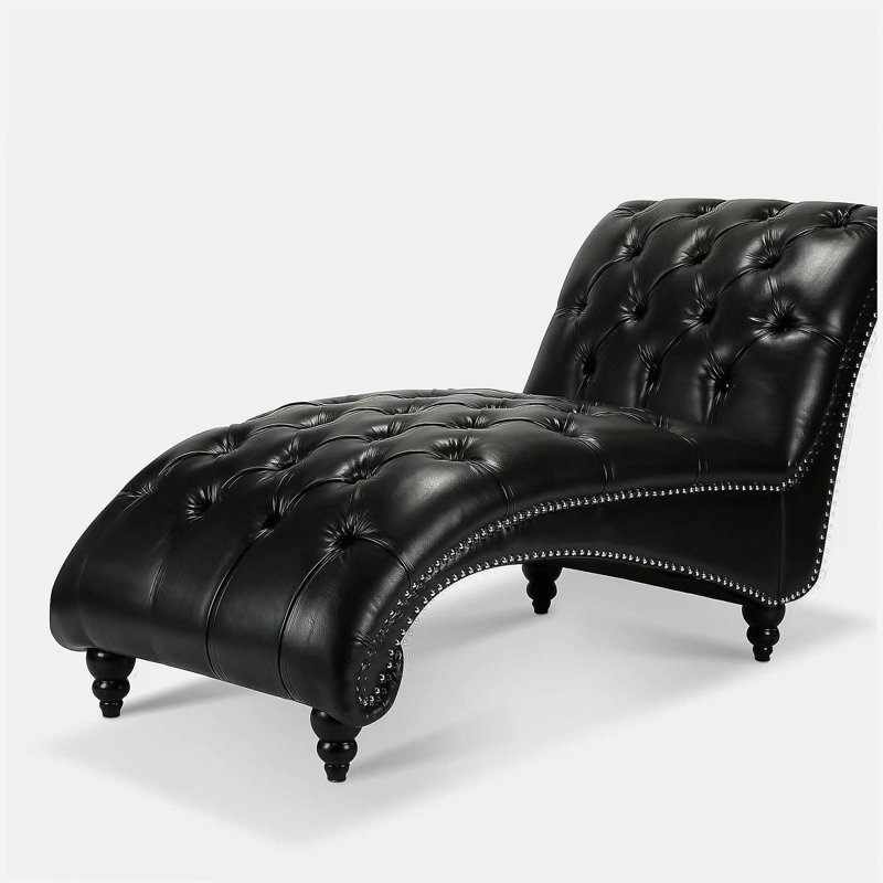 Tufted  Armless Chaise Lounge, Black