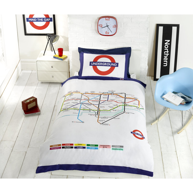 Cotton Blend Abstract Duvet Cover Set with Pillowcases, Single - 1 Standard Pillowcase