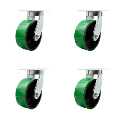 4 Piece Heavy Duty Poly on Cast Iron Caster Set