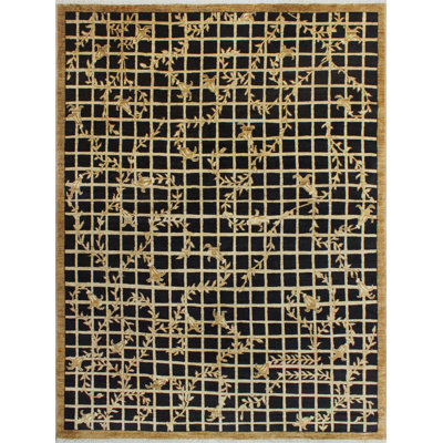 Handmade Fine Chobi Baseel Rug -  Black - Brown , 6'3" x 8'10"