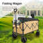 Chariot utilitaire pliable robuste d'une capacité de 360 lb - Roues tout-terrain silencieuses, poignée réglable et porte-gobelets pour le camping, le jardinage, le pique-nique, le sport et le magasinage, brun grisâtre