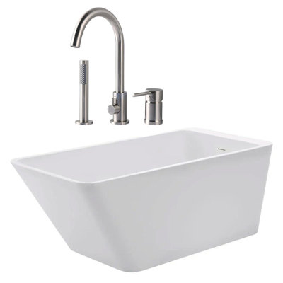59'' x 23.38'' Freestanding Soaking Acrylic Bathtub with Faucet