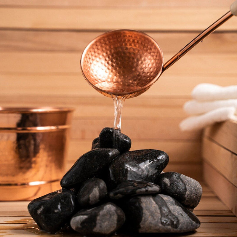 Ensemble de seau et cuillère à sauna en cuivre martelé ALFIQ, 3,5 L