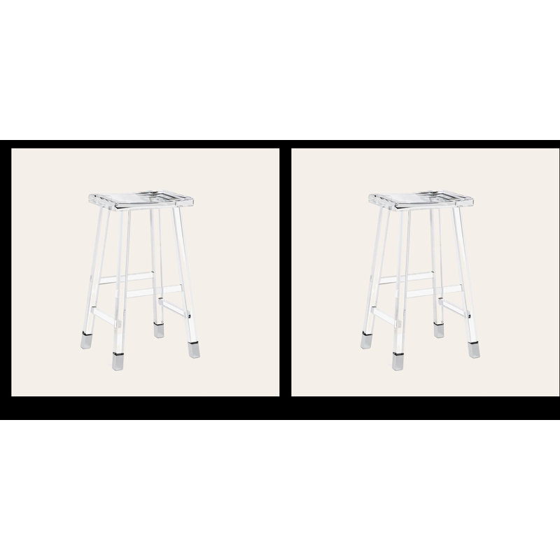 Tabouret de comptoir en acrylique 26 po, Transparent / gris