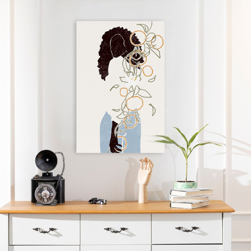 Orange Picking - Multicultural Figurative Fruit Art, 24" H x 16" W