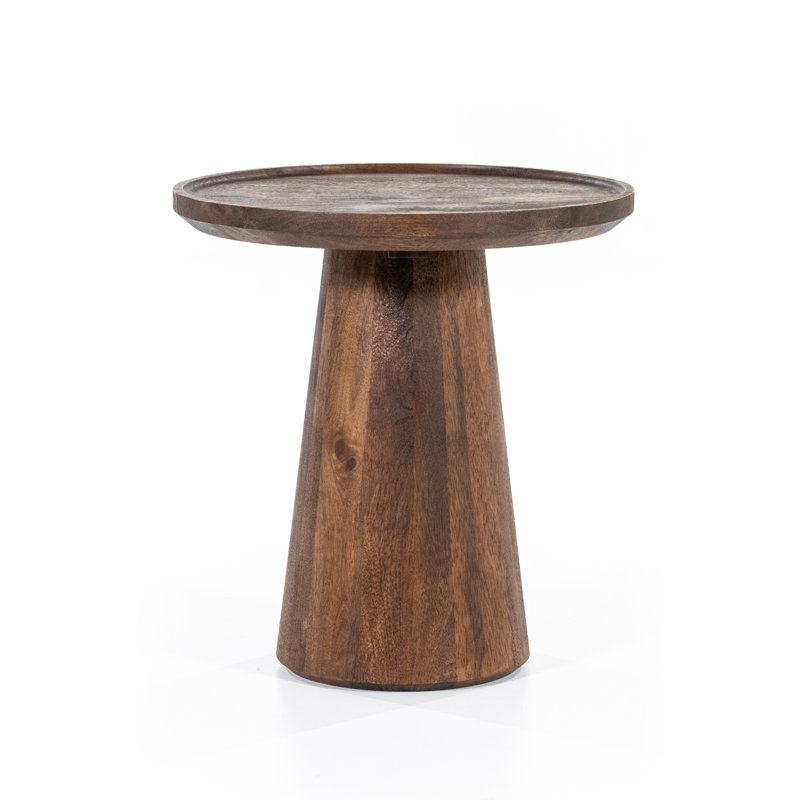Ron Solid Wood Tray Top End Table, Brown