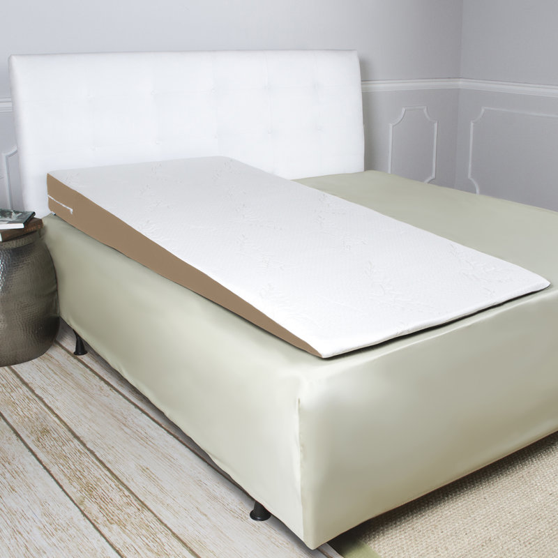 Full Length White and Beige Memory Foam Bed Wedge Pillow