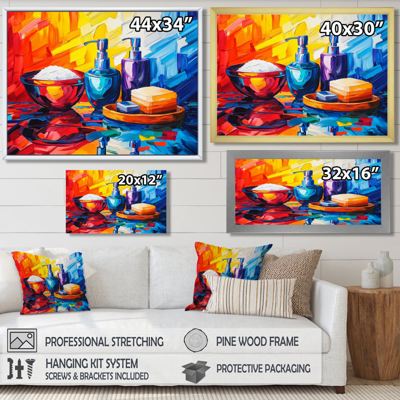 Décoration murale Pop Art néon Glow III - Articles de toilette, H 12 po x l 20 po, Blanc