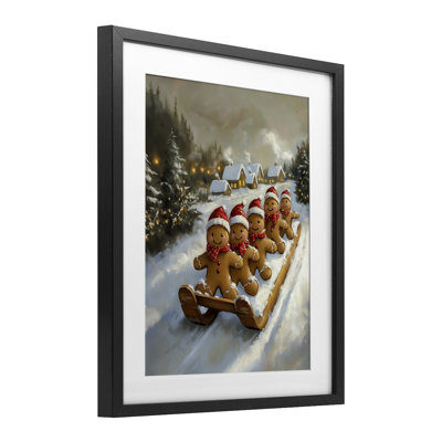 «Gingerbread Snow Day», reproduction d'art sous verre encadrée, design par Arlington Prints