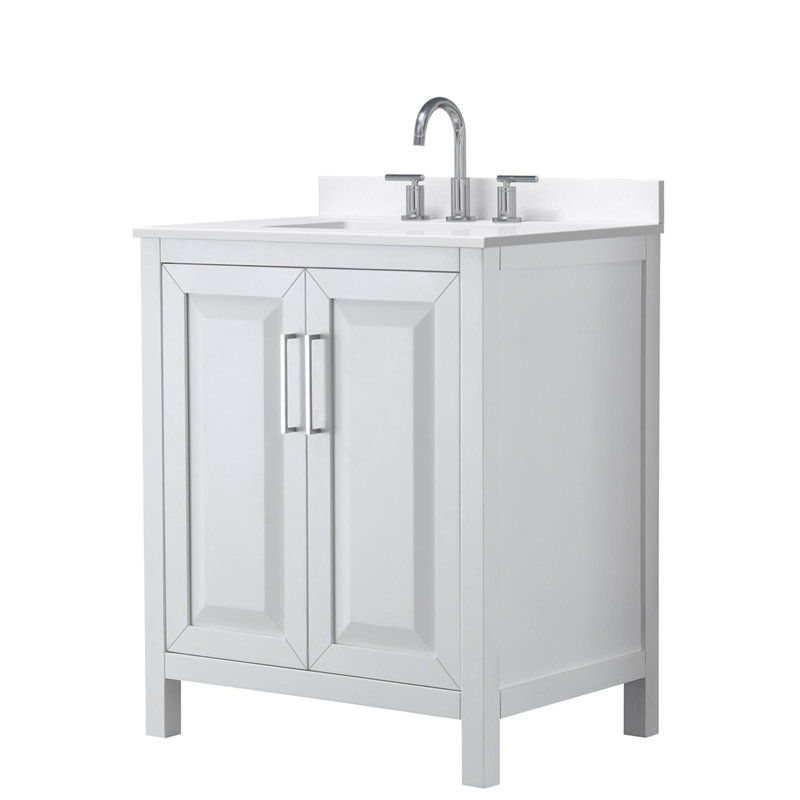 Daria 30'' W Vanity, White Quartz, White, Polished Chrome