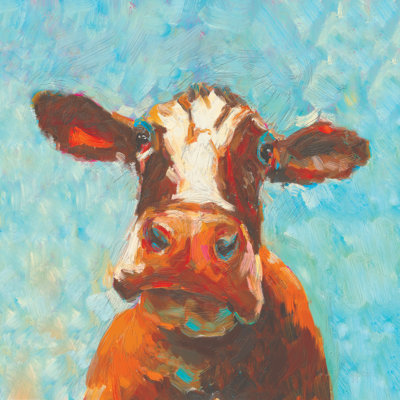 How Now Brown Cow Impasto - Wrapped Canvas Print