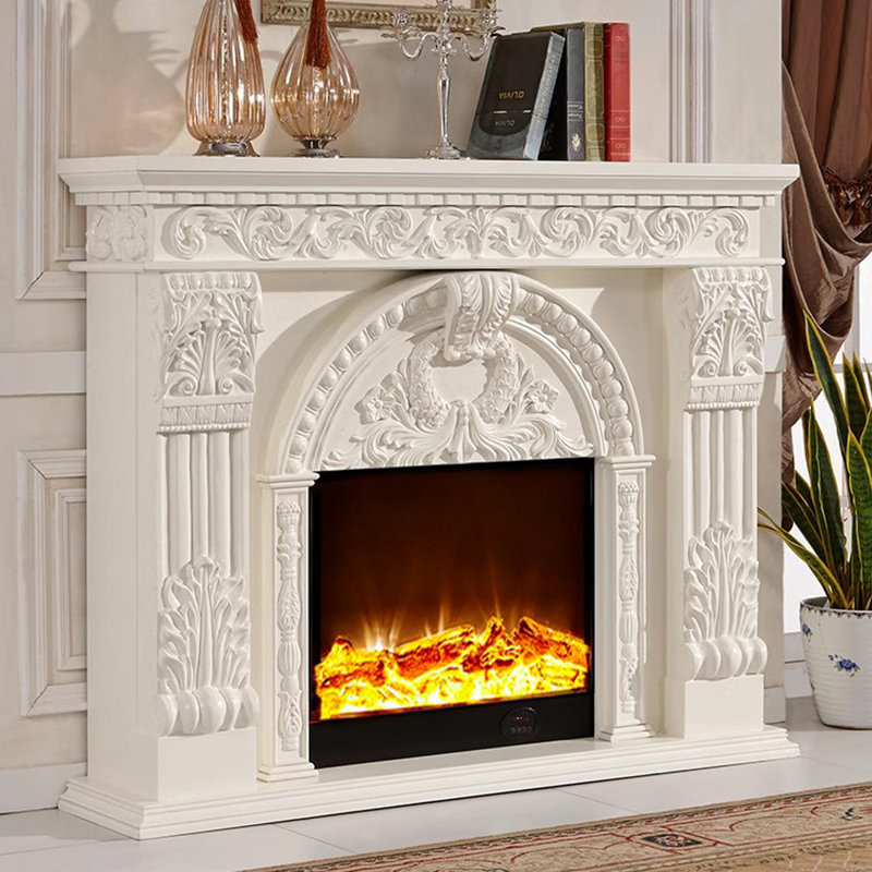 Meuble télé American cheminée, Ivoire ivoire, H 47,64 po x l 59,06 po x P 12,99 po