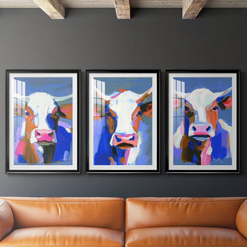 ANIMALS Series CECXLV - Impression encadrée sur mesure de qualité supérieure - 3 pièces, H 15 po x l 19 po, Noir
